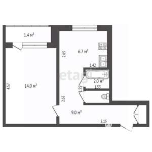 1-к квартира, вторичка, 33м2, 6/9 этаж