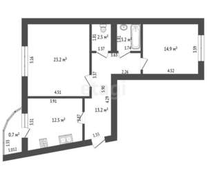 2-к квартира, вторичка, 73м2, 10/16 этаж
