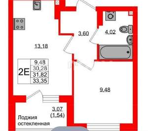 1-к квартира, вторичка, 34м2, 2/9 этаж