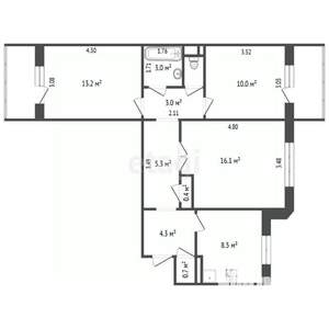 3-к квартира, вторичка, 65м2, 3/9 этаж