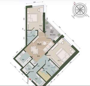 3-к квартира, вторичка, 86м2, 8/14 этаж