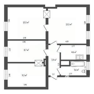 4-к квартира, вторичка, 60м2, 1/3 этаж