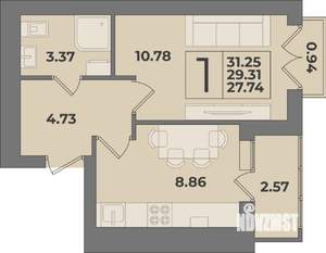 1-к квартира, вторичка, 31м2, 9/9 этаж