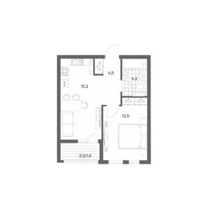 1-к квартира, строящийся дом, 38м2, 7/18 этаж