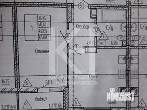 1-к квартира, вторичка, 44м2, 6/17 этаж