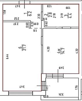1-к квартира, вторичка, 53м2, 8/10 этаж