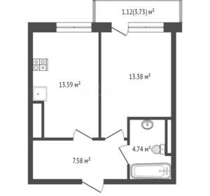 1-к квартира, вторичка, 40м2, 8/8 этаж