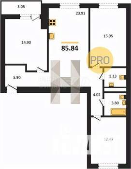 2-к квартира, вторичка, 52м2, 6/8 этаж