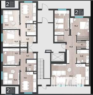 2-к квартира, вторичка, 91м2, 1/8 этаж