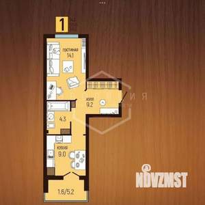 1-к квартира, вторичка, 43м2, 3/17 этаж