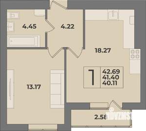 1-к квартира, вторичка, 43м2, 7/9 этаж