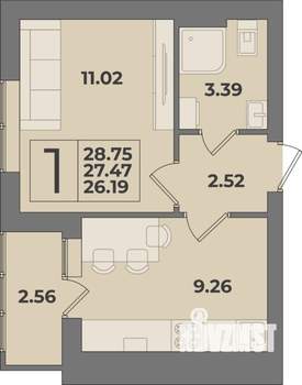 1-к квартира, вторичка, 29м2, 8/9 этаж
