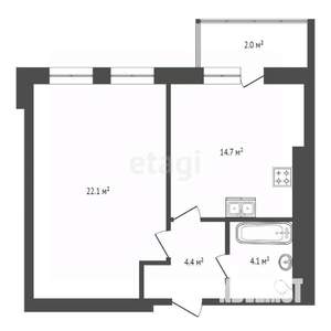 1-к квартира, вторичка, 47м2, 8/10 этаж
