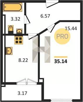 1-к квартира, вторичка, 35м2, 5/9 этаж