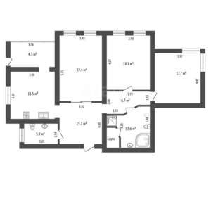 3-к квартира, вторичка, 118м2, 5/9 этаж