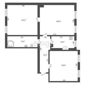 3-к квартира, вторичка, 65м2, 1/4 этаж