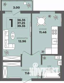 1-к квартира, строящийся дом, 37м2, 5/8 этаж