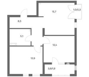 2-к квартира, строящийся дом, 58м2, 6/18 этаж
