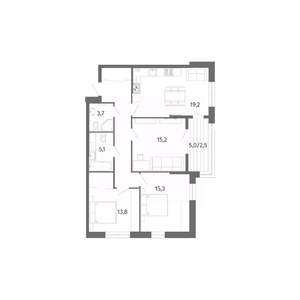 3-к квартира, строящийся дом, 89м2, 2/13 этаж