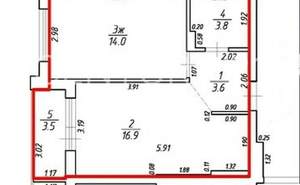 1-к квартира, вторичка, 38м2, 5/9 этаж