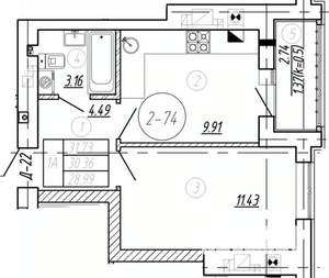 1-к квартира, вторичка, 30м2, 6/9 этаж