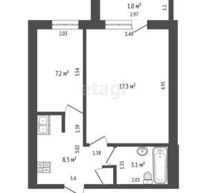 2-к квартира, вторичка, 36м2, 3/5 этаж