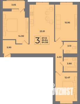 3-к квартира, вторичка, 87м2, 5/8 этаж