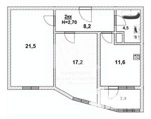2-к квартира, вторичка, 65м2, 7/17 этаж