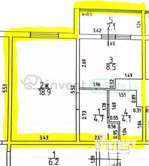 1-к квартира, вторичка, 36м2, 5/9 этаж