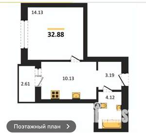 1-к квартира, вторичка, 32м2, 8/9 этаж