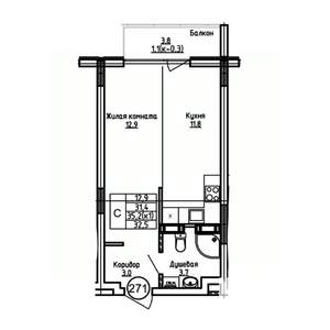 Студия квартира, вторичка, 33м2, 8/9 этаж