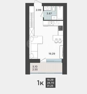 Студия квартира, вторичка, 31м2, 4/9 этаж