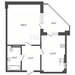 1-к квартира, вторичка, 41м2, 9/16 этаж