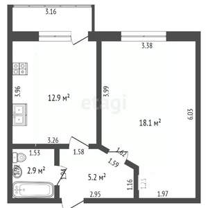 1-к квартира, вторичка, 40м2, 1/10 этаж