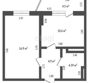 1-к квартира, вторичка, 37м2, 7/12 этаж