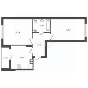 2-к квартира, вторичка, 54м2, 7/10 этаж