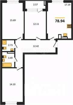 3-к квартира, вторичка, 78м2, 8/9 этаж