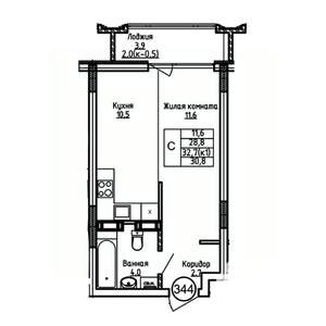 Студия квартира, вторичка, 31м2, 8/9 этаж