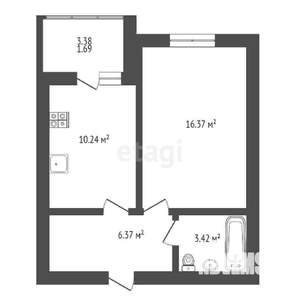 1-к квартира, вторичка, 39м2, 4/10 этаж