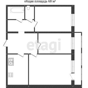 3-к квартира, вторичка, 68м2, 3/12 этаж