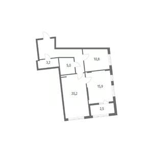 2-к квартира, строящийся дом, 71м2, 4/8 этаж