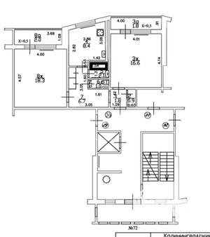 2-к квартира, вторичка, 56м2, 8/8 этаж
