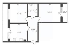 2-к квартира, вторичка, 70м2, 1/4 этаж