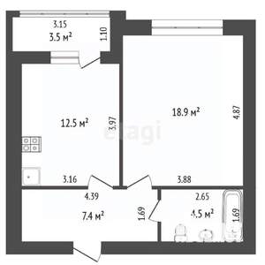 1-к квартира, вторичка, 47м2, 3/10 этаж