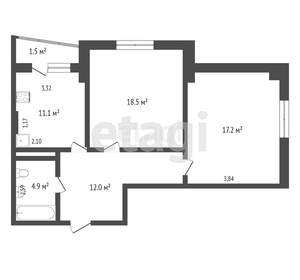 2-к квартира, вторичка, 65м2, 1/7 этаж