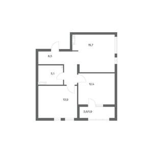 2-к квартира, строящийся дом, 58м2, 4/18 этаж