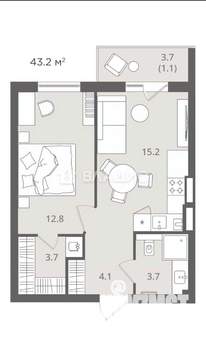 1-к квартира, вторичка, 41м2, 4/7 этаж