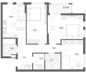 3-к квартира, вторичка, 79м2, 6/18 этаж