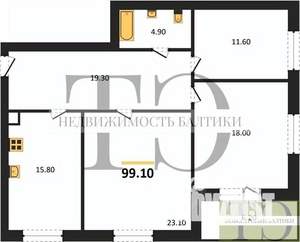 3-к квартира, вторичка, 99м2, 2/4 этаж