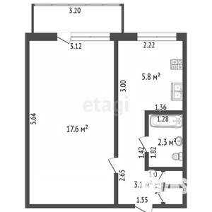 1-к квартира, вторичка, 31м2, 2/5 этаж